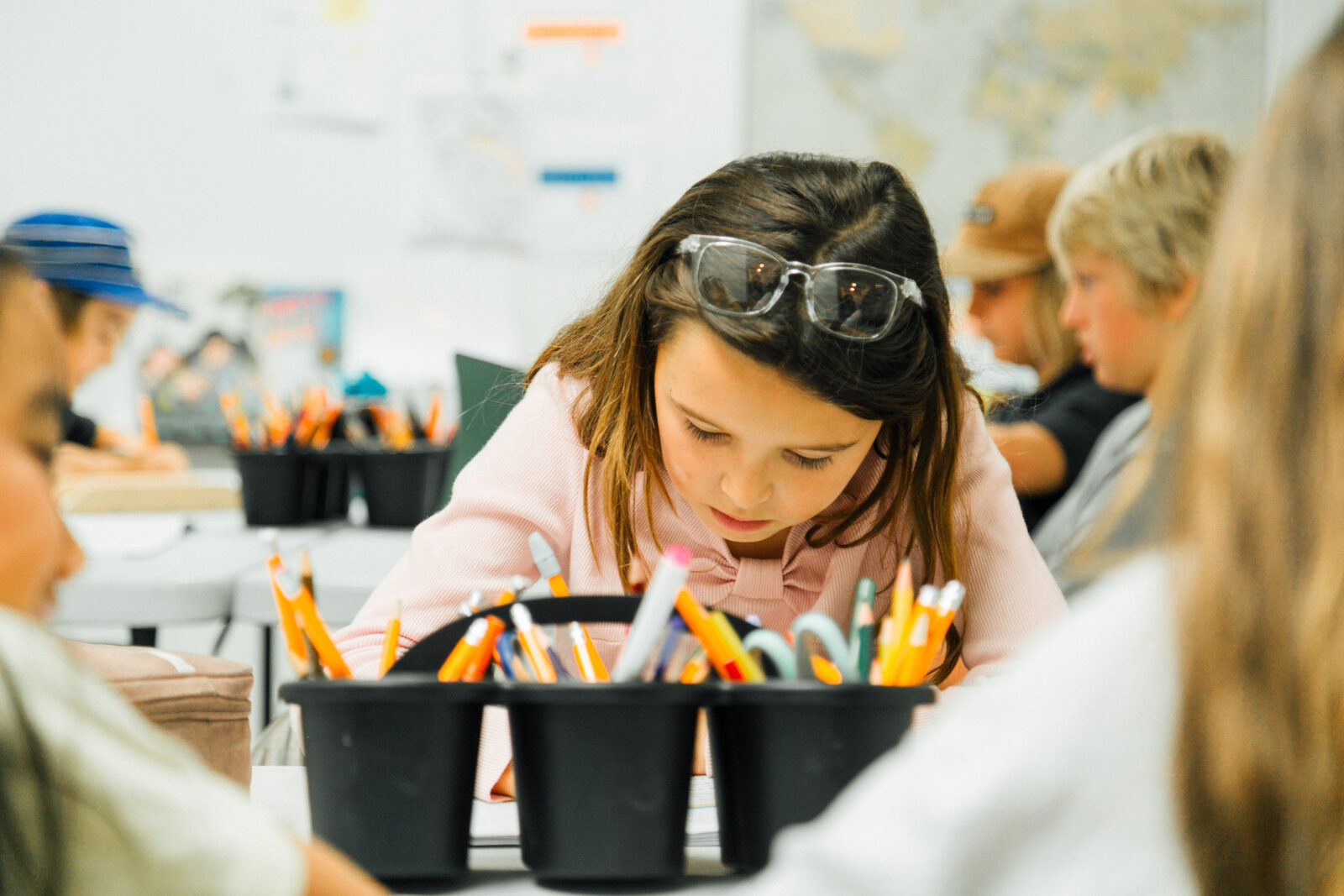 Students Pair Bright Classroom